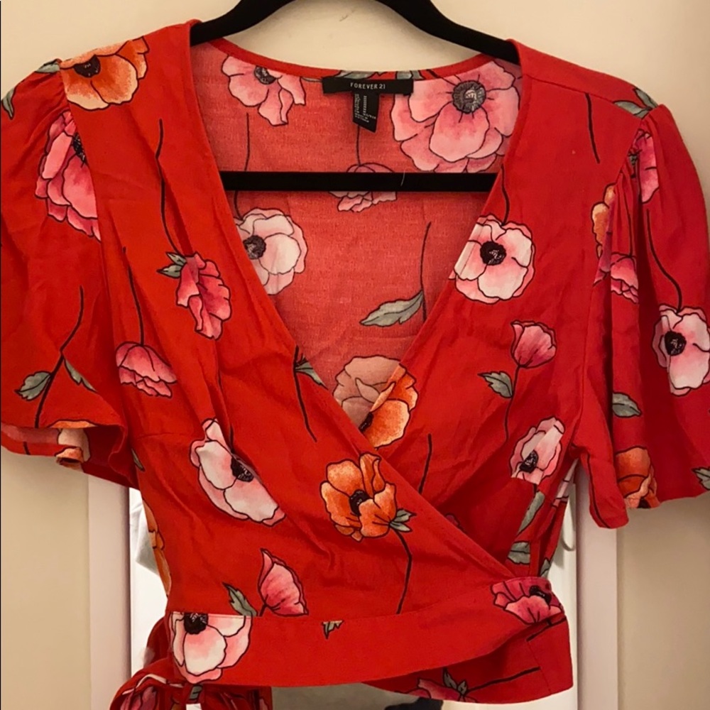 Forever 21 Tropical Wrap around blouse